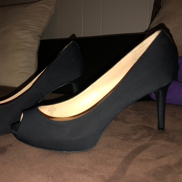Peep Toe Black Heels - Picture 1 of 4
